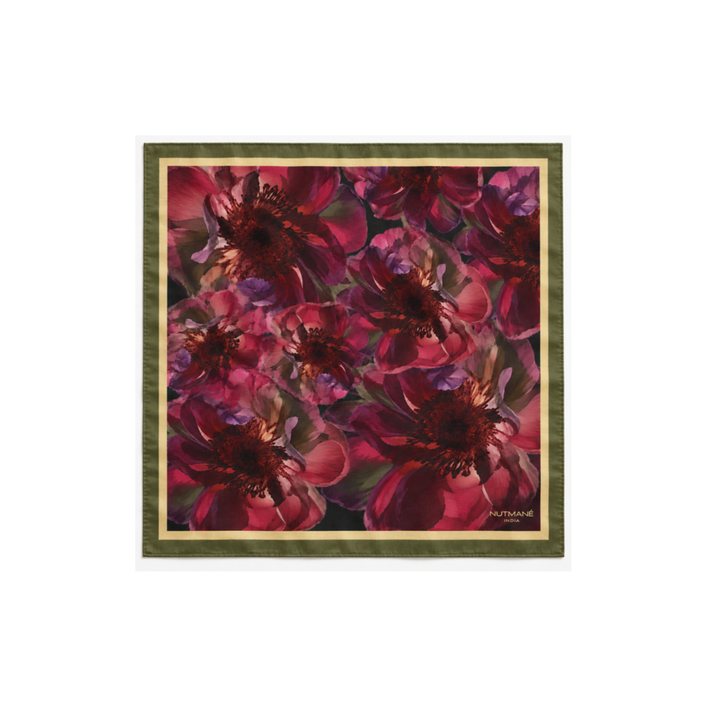 Mulberry Nocturne Floral Silk Scarf