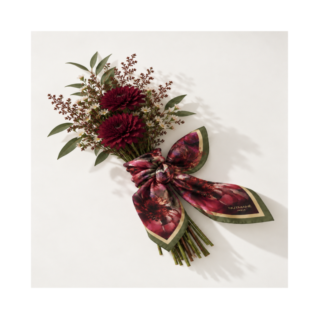 Mulberry Nocturne Floral Silk Scarf