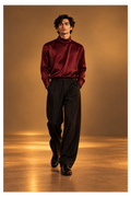 Plum Nocturne Silk Satin Shirt, front view
